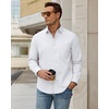 Alimens & Gentle Stretch Mens Oxford Shirt Long Sleeve Dress Shirt Casual Work Business Button Down Shirts with Pocket(White)