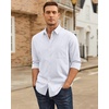 Alimens & Gentle Stretch Mens Oxford Shirt Long Sleeve Dress Shirt Casual Work Business Button Down Shirts with Pocket(White)