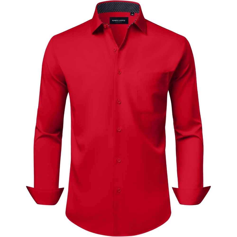 image:imageAlimens amp Gentle Mens Dress Shirt Long Sleeve Button Down Shirt with Pocket Button Down ShirtGraduationChurchStretchPromPolyesterPlaid CollarBreathableWeddingSemi FormalCasualOfficeConcert