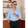 Alimens & Gentle Dress Shirt for Men Blue Long Sleeve Wrinkle Free Shirt | Business,Breathable,Full Sleeve,Button Down Shirt,Stretch,Polyester,Plaid Collar,No Iron,Wedding,Casual,Prom,Travel,Church