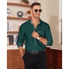 Alimens & Gentle Green Dress Shirt Men Long Sleeve Stretch Solid Shirt | Church,Formal,Concert,Graduation,Wrinkle Free,Polyester,No Iron,Plaid Collar,Breathable,Wedding,Casual,Business,Travel,Club