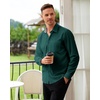Alimens & Gentle Green Dress Shirt Men Long Sleeve Stretch Solid Shirt | Church,Formal,Concert,Graduation,Wrinkle Free,Polyester,No Iron,Plaid Collar,Breathable,Wedding,Casual,Business,Travel,Club