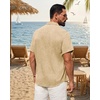 Mens Linen Shirt Short Sleeve Button Down Shirt Summer Casual Beach Tops | Lightweight Breathable, Shrink-resistant, Linen Texture, Relaxed Fit Button Up, for Vacation Wedding Work Office Date Daily(Khaki)