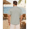 Mens Linen Shirt Short Sleeve Button Down Shirt Summer Casual Beach Tops | Lightweight Breathable, Shrink-resistant, Linen Texture, Relaxed Fit Button Up, for Vacation Wedding Work Office Date Daily(Light Grey)
