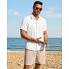 Mens Linen Shirt Short Sleeve Button Down Shirt Summer Casual Beach Tops | Lightweight Breathable, Shrink-resistant, Linen Texture, Relaxed Fit Button Up, for Vacation Wedding Work Office Date Daily(White)
