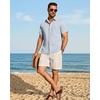 Mens Linen Shirt Short Sleeve Button Down Shirt Summer Casual Beach Tops | Lightweight Breathable, Shrink-resistant, Linen Texture, Relaxed Fit Button Up, for Vacation Wedding Work Office Date Daily(Sky Blue)