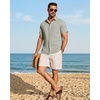 Mens Linen Shirt Short Sleeve Button Down Shirt Summer Casual Beach Tops | Lightweight Breathable, Shrink-resistant, Linen Texture, Relaxed Fit Button Up, for Vacation Wedding Work Office Date Daily(Light Grey)