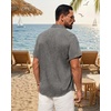 Mens Linen Shirt Short Sleeve Button Down Shirt Summer Casual Beach Tops | Lightweight Breathable, Shrink-resistant, Linen Texture, Relaxed Fit Button Up, for Vacation Wedding Work Office Date Daily(Grey)