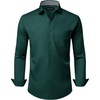 Alimens & Gentle Dress Shirts for Men Green Long Sleeve Button Down Shirt | Office,Wedding,Button Up,Stretch,Polyester,Wrinkle Free,Plaid Collar,Breathable,Church,Casual,Travel,Business