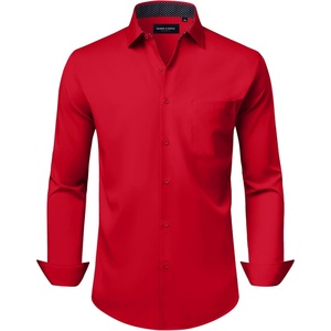 Alimens & Gentle Mens Dress Shirt Long Sleeve Button Down Shirt with Pocket | Button Down Shirt,Graduation,Church,Stretch,Prom,Polyester,Plaid Collar,Breathable,Wedding,Semi Formal,Casual,Office,Concert
