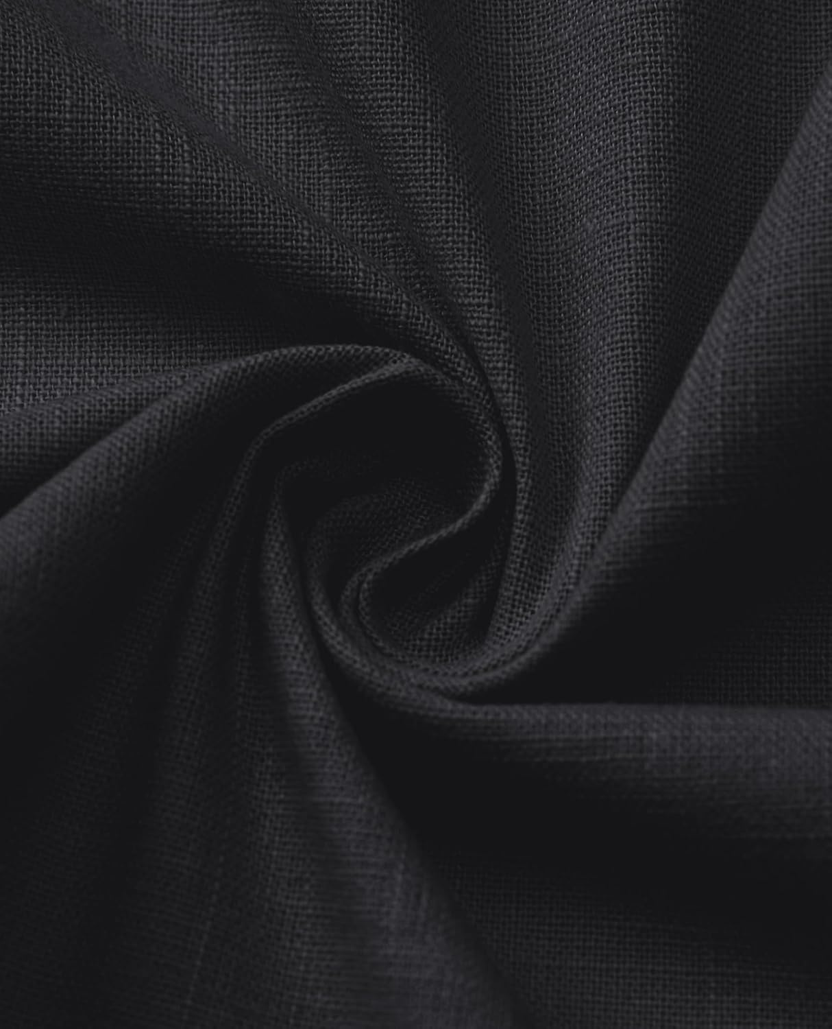 image:imageAlimens amp Gentle Mens Linen Shirt Short Sleeve Casual Cotton Button Down Shirts Collared Summer ShirtsBlack