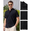 Alimens & Gentle Mens Linen Shirt Short Sleeve Casual Cotton Button Down Shirts Collared Summer Shirts(Black)