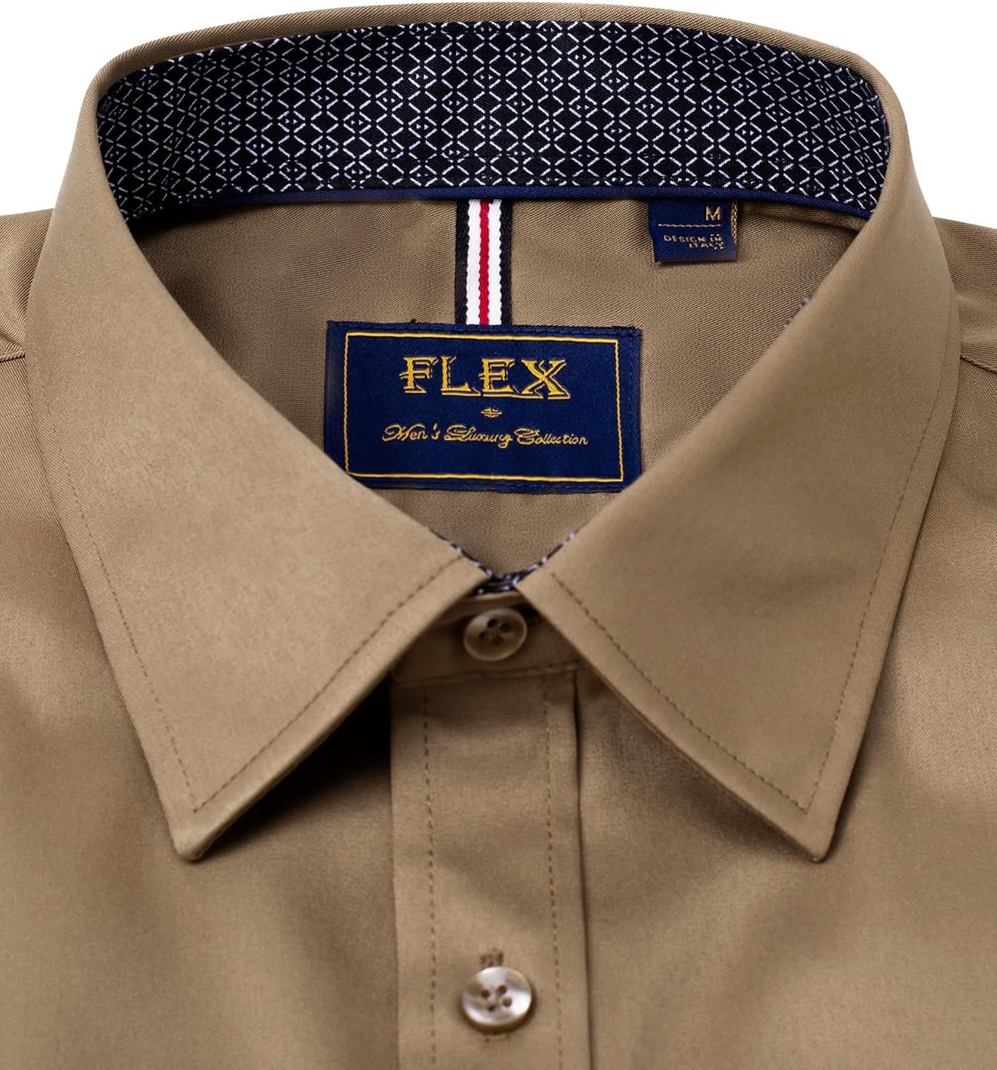 image:imageMens Dress Shirt Long Sleeve Wrinkle Free Button Down Shirt Business Casual No Iron Contrast Color Collar Cuffs Formal Casual Versatile Graduation Office Party Regular Fit Breathable No FadingCamel