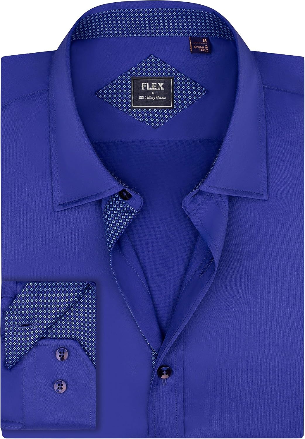 image:imageMens Dress Shirt Long Sleeve Wrinkle Free Button Down Shirt Business Casual No Iron Contrast Color Collar Cuffs Formal Casual Versatile Graduation Office Party Regular Fit Breathable No FadingRoyal Blue