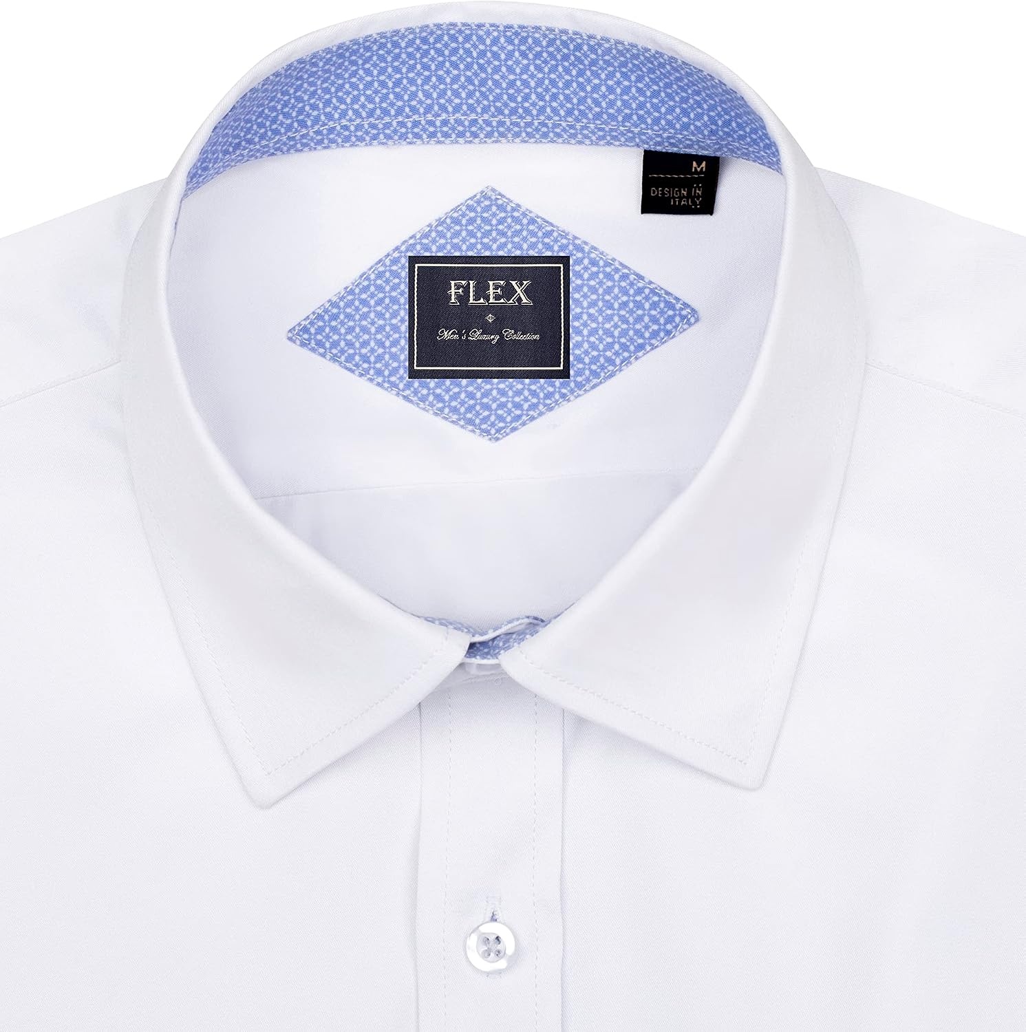 image:imageMens Dress Shirt Long Sleeve Wrinkle Free Button Down Shirt Business Casual No Iron Contrast Color Collar Cuffs Formal Casual Versatile Graduation Office Party Regular Fit Breathable No FadingWhite Blue