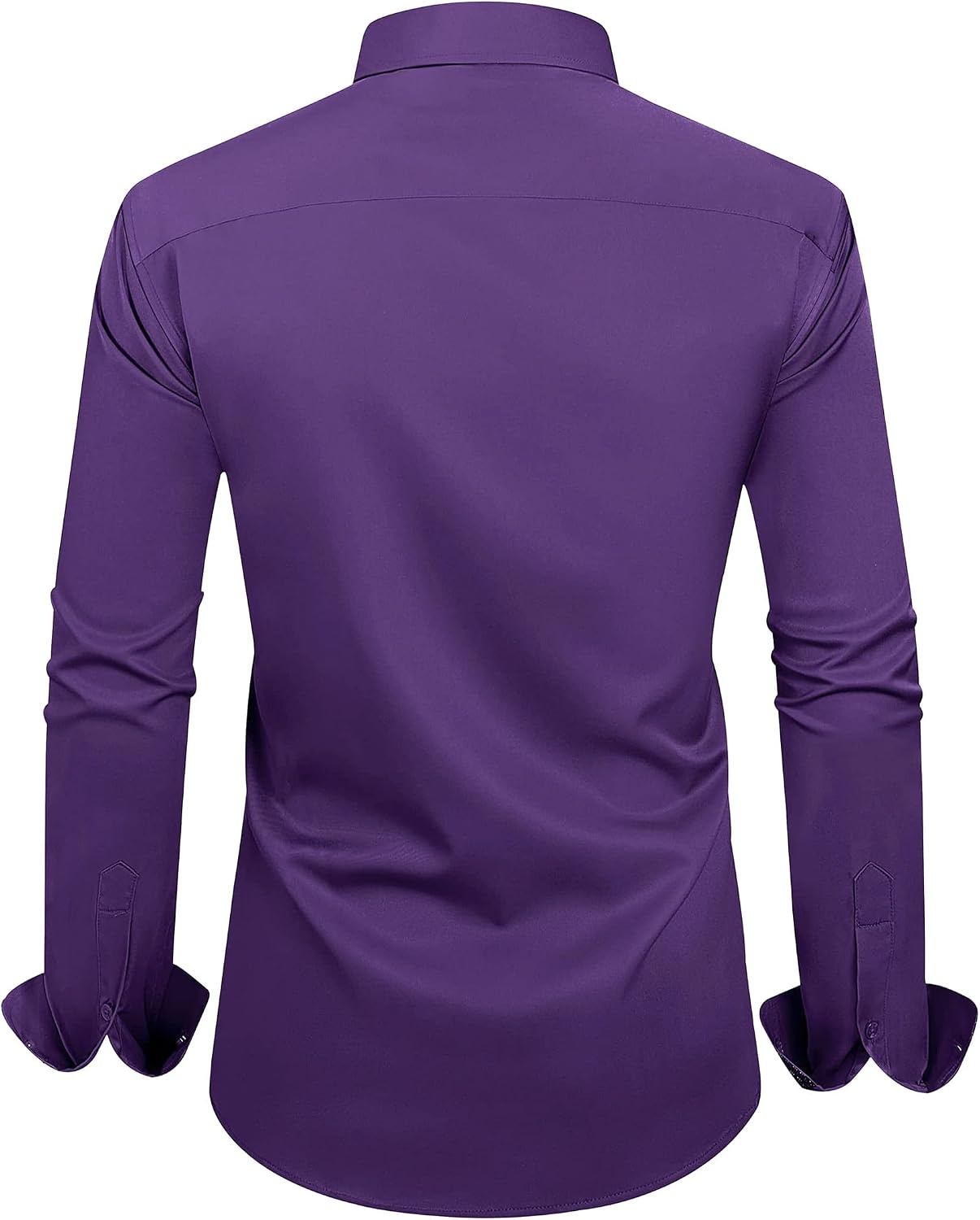 image:imageMens Dress Shirt Long Sleeve Wrinkle Free Button Down Shirt Business Casual No Iron Contrast Color Collar Cuffs Formal Casual Versatile Graduation Office Party Regular Fit Breathable No FadingPurple