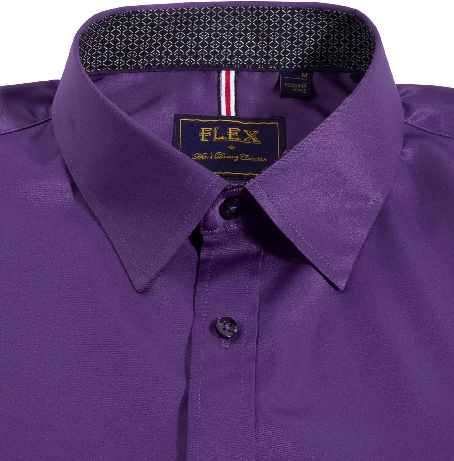 image:imageMens Dress Shirt Long Sleeve Wrinkle Free Button Down Shirt Business Casual No Iron Contrast Color Collar Cuffs Formal Casual Versatile Graduation Office Party Regular Fit Breathable No FadingPurple