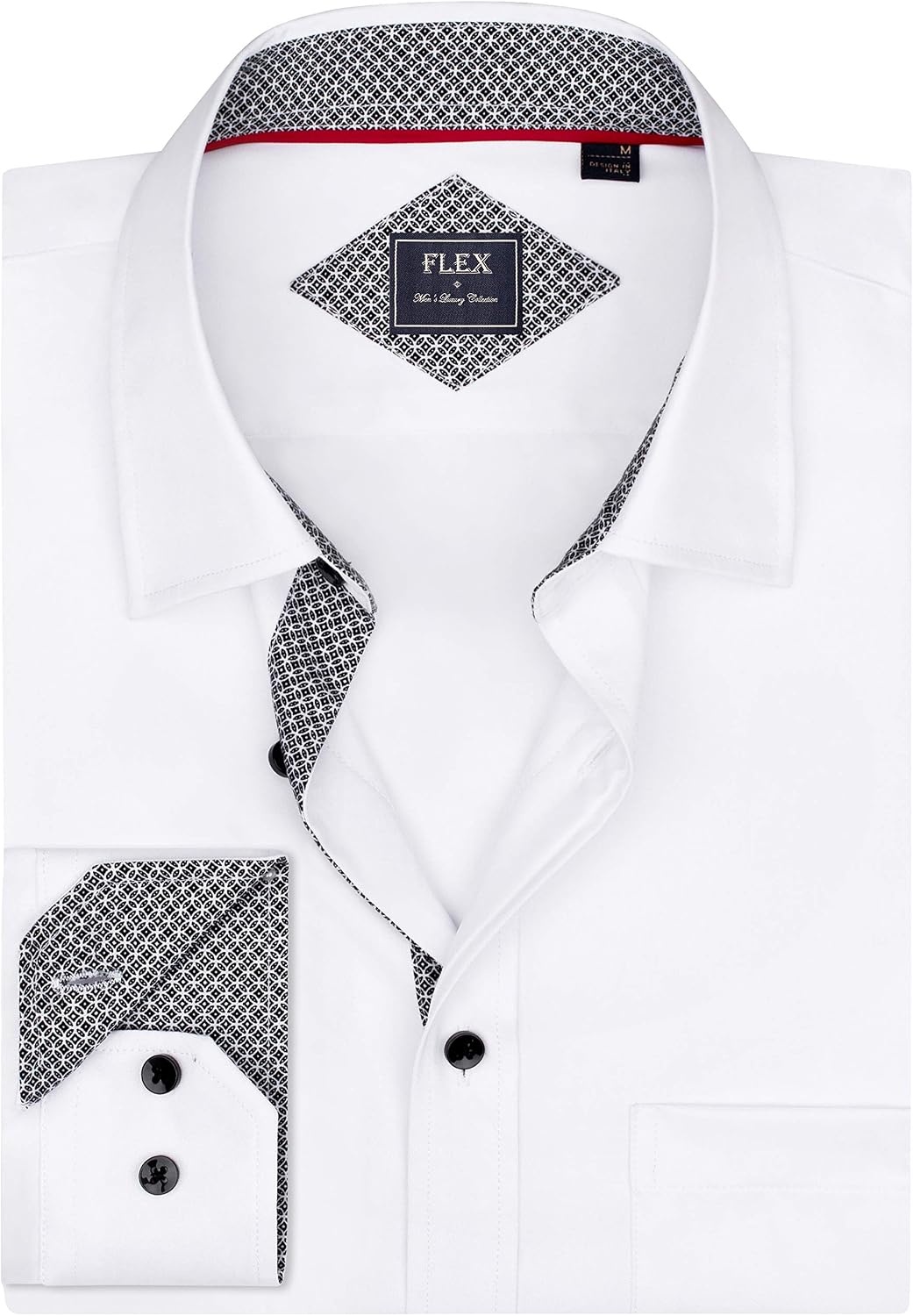 image:imageMens Dress Shirt Long Sleeve Wrinkle Free Button Down Shirt Business Casual No Iron Contrast Color Collar Cuffs Formal Casual Versatile Graduation Office Party Regular Fit Breathable No FadingWhite