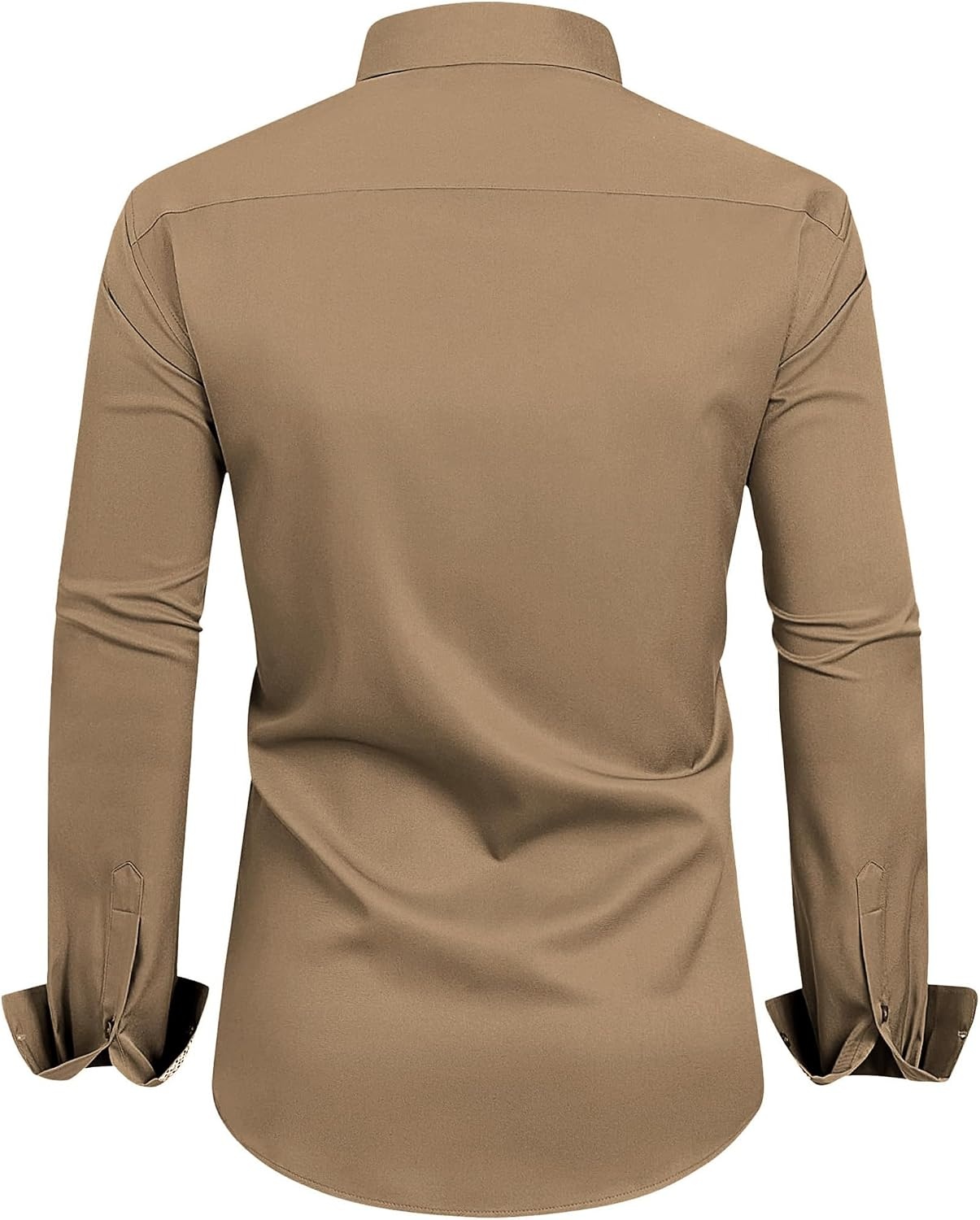 image:imageMens Dress Shirt Long Sleeve Wrinkle Free Button Down Shirt Business Casual No Iron Contrast Color Collar Cuffs Formal Casual Versatile Graduation Office Party Regular Fit Breathable No FadingCamel