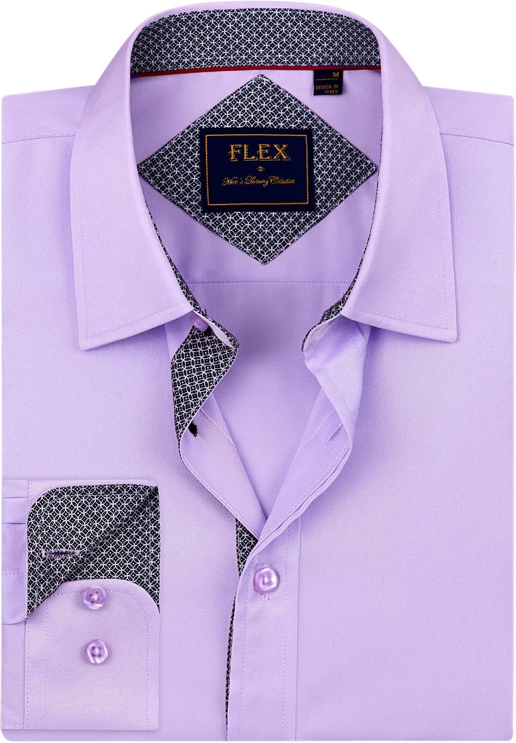 image:imageMens Dress Shirt Long Sleeve Wrinkle Free Button Down Shirt Business Casual No Iron Contrast Color Collar Cuffs Formal Casual Versatile Graduation Office Party Regular Fit Breathable No FadingLight Purple