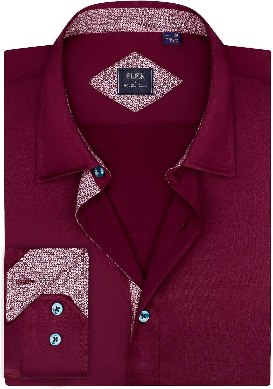 image:imageMens Dress Shirt Long Sleeve Wrinkle Free Button Down Shirt Business Casual No Iron Contrast Color Collar Cuffs Formal Casual Versatile Graduation Office Party Regular Fit Breathable No FadingWine Red