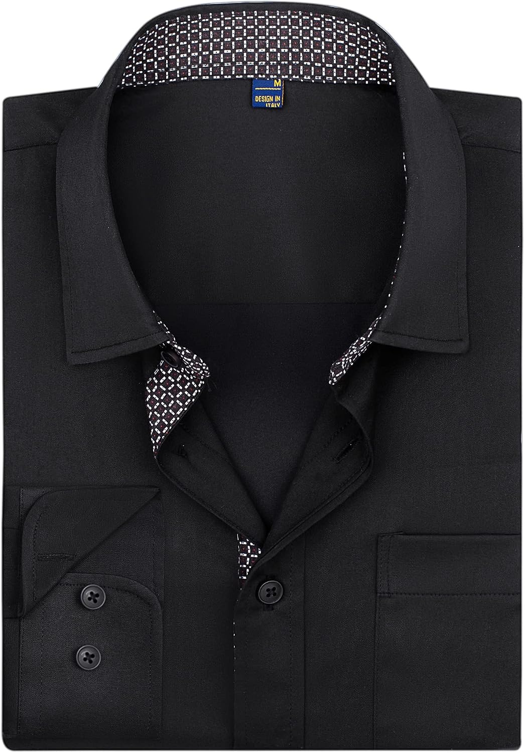 image:imageMens Dress Shirt Long Sleeve Wrinkle Free Button Down Shirt Business CasualBlack