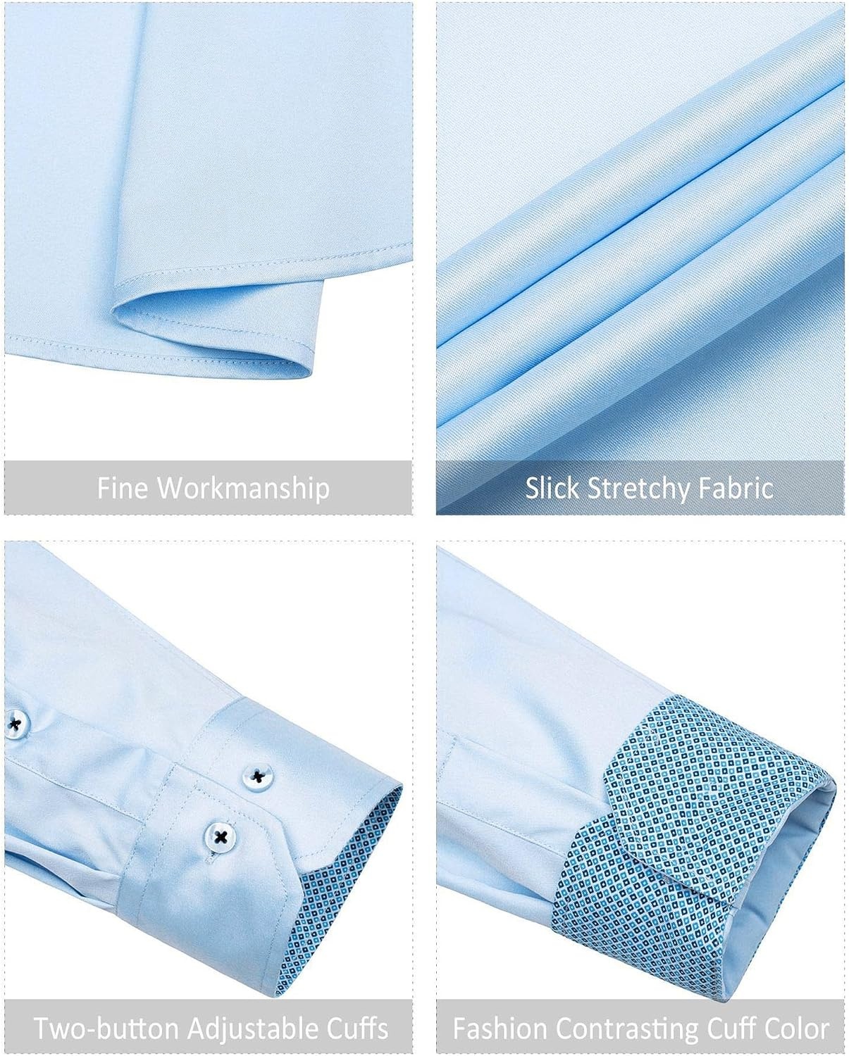 image:imageMens Dress Shirt Long Sleeve Wrinkle Free Button Down Shirt Business CasualBlue
