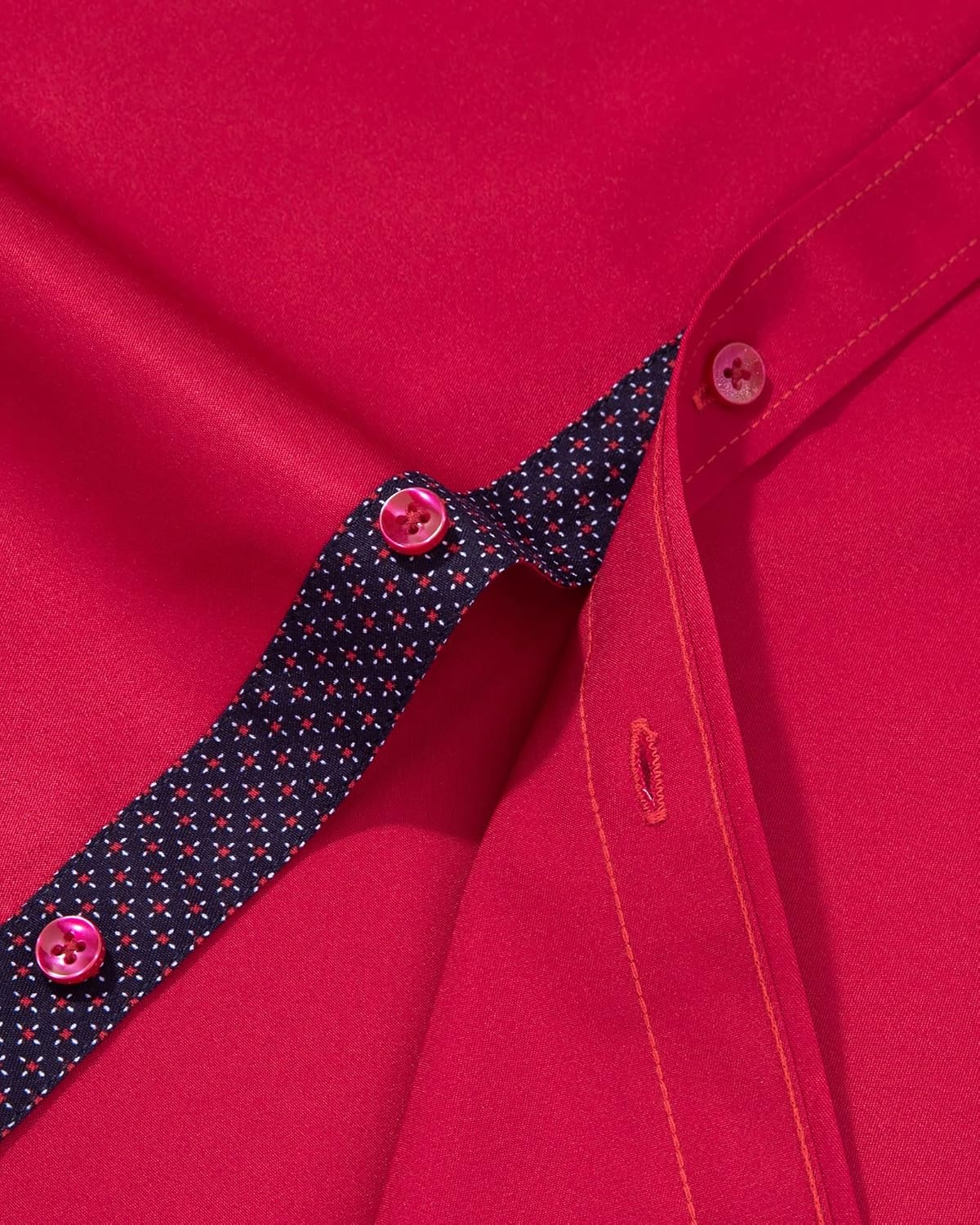 image:imageMens Dress Shirt Long Sleeve Wrinkle Free Button Down Shirt Business CasualBright Red