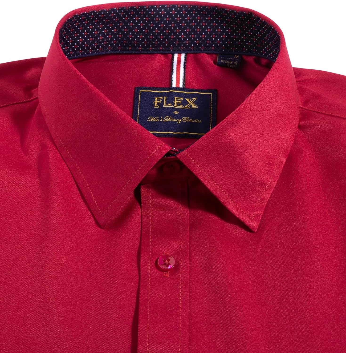 image:imageMens Dress Shirt Long Sleeve Wrinkle Free Button Down Shirt Business CasualBright Red