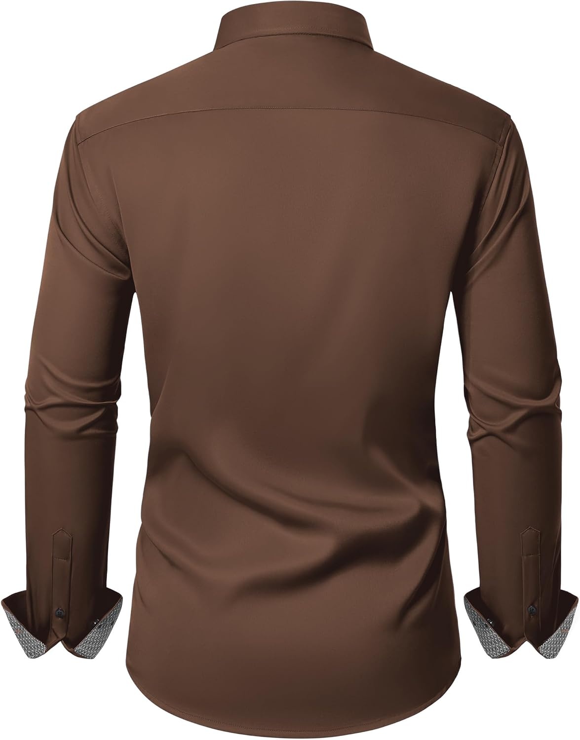 image:imageMens Dress Shirt Long Sleeve Wrinkle Free Button Down Shirt Business CasualBrown