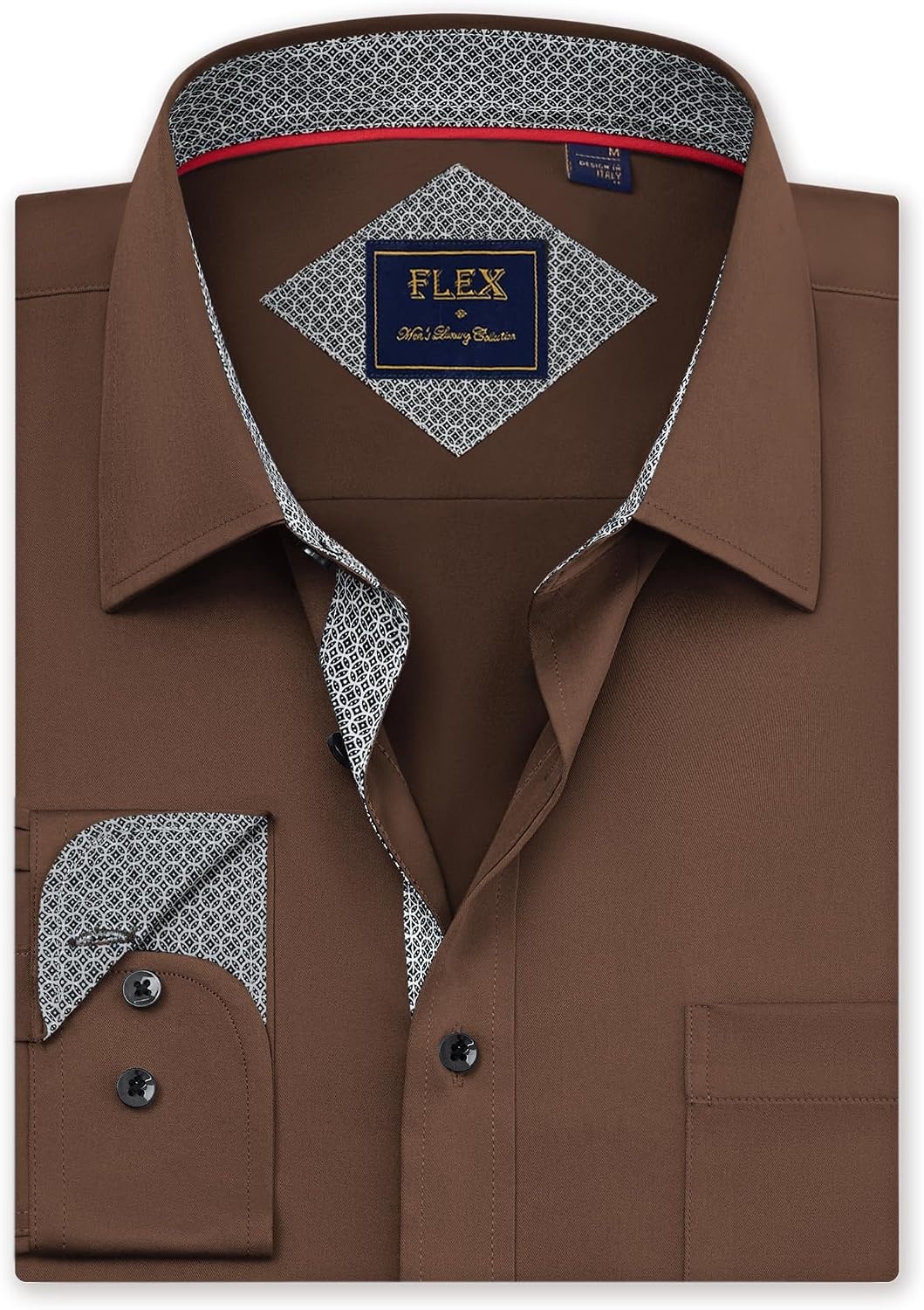 image:imageMens Dress Shirt Long Sleeve Wrinkle Free Button Down Shirt Business CasualBrown