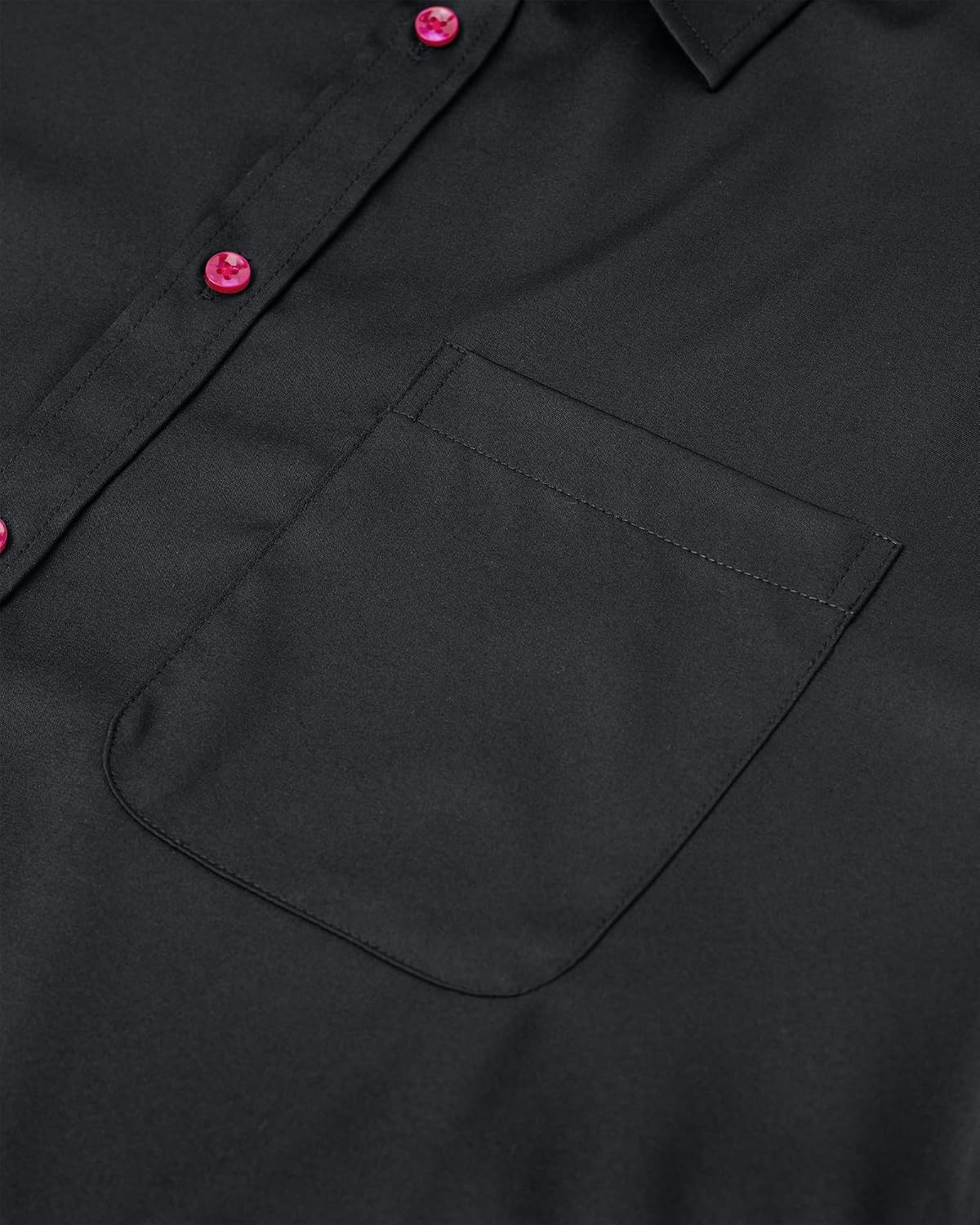 image:imageMens Dress Shirt Long Sleeve Wrinkle Free Button Down Shirt Business CasualFlex Black Red