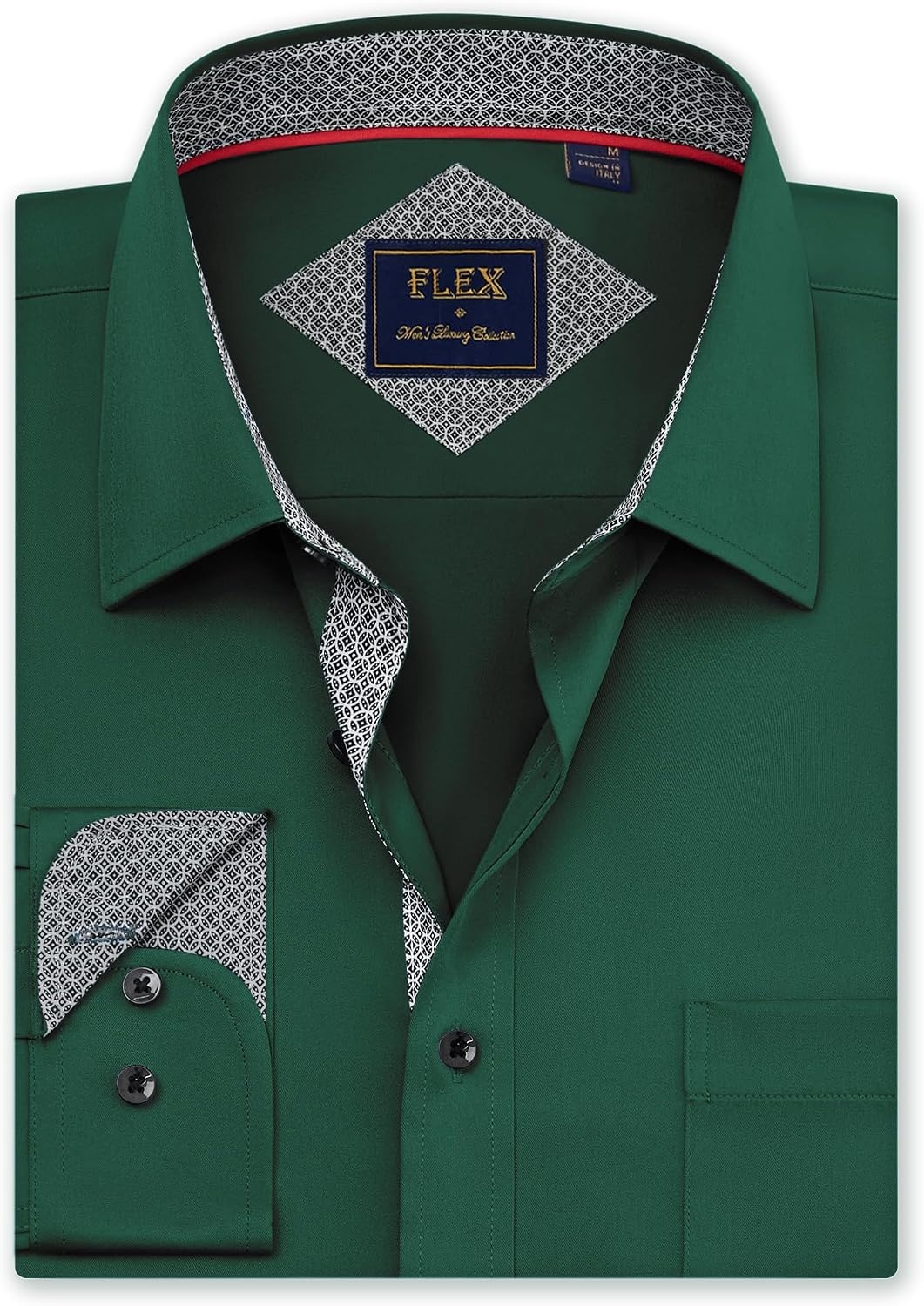 image:imageMens Dress Shirt Long Sleeve Wrinkle Free Button Down Shirt Business CasualGreen