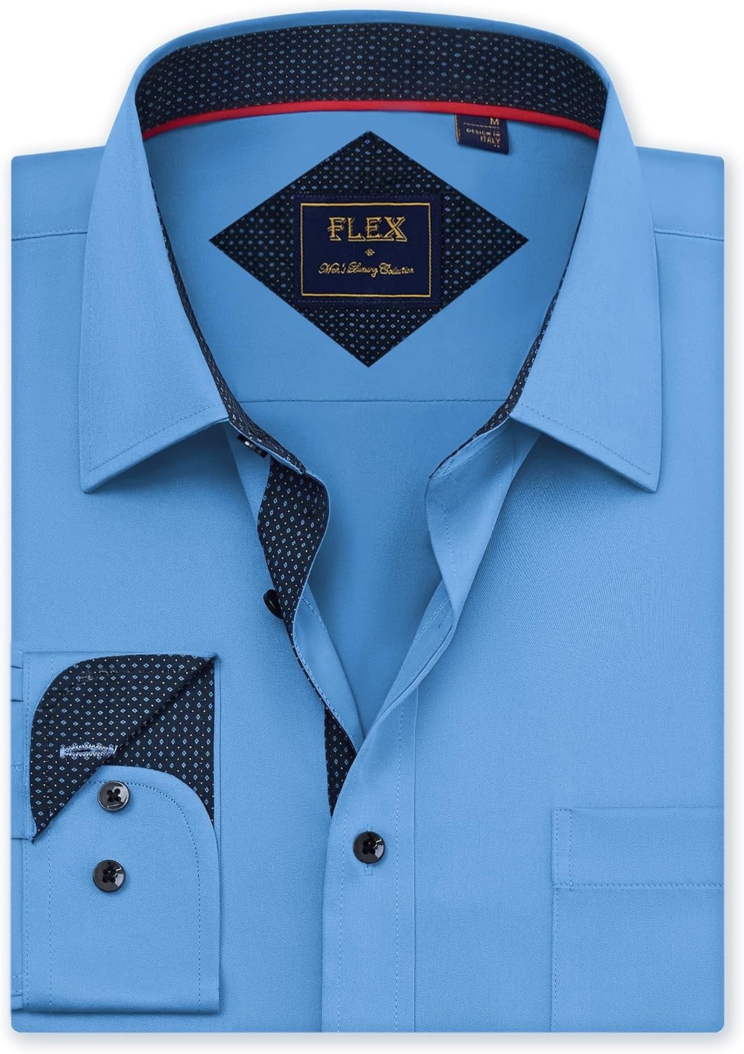 image:imageMens Dress Shirt Long Sleeve Wrinkle Free Button Down Shirt Business CasualMisty Blue
