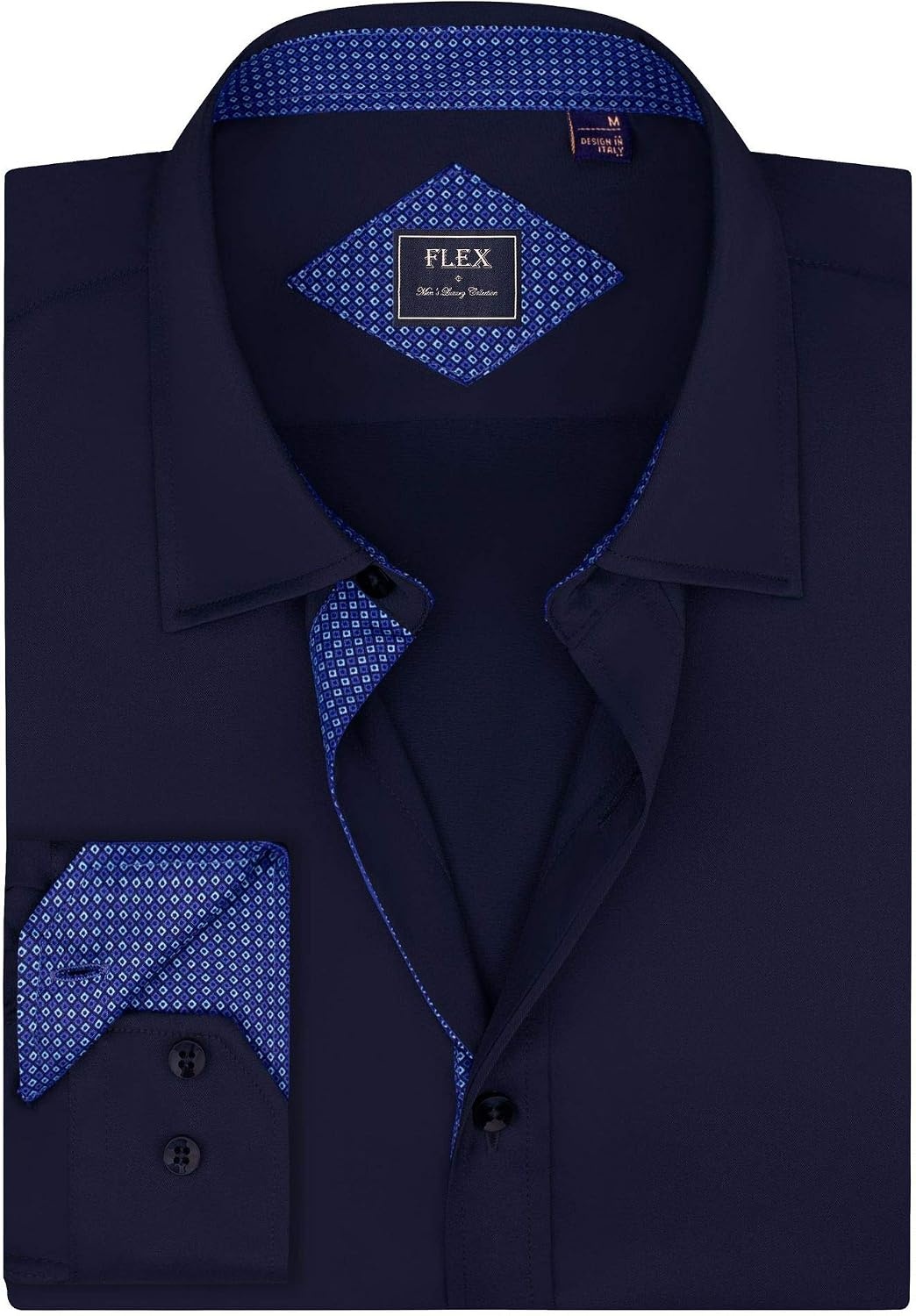image:imageMens Dress Shirt Long Sleeve Wrinkle Free Button Down Shirt Business CasualNavy
