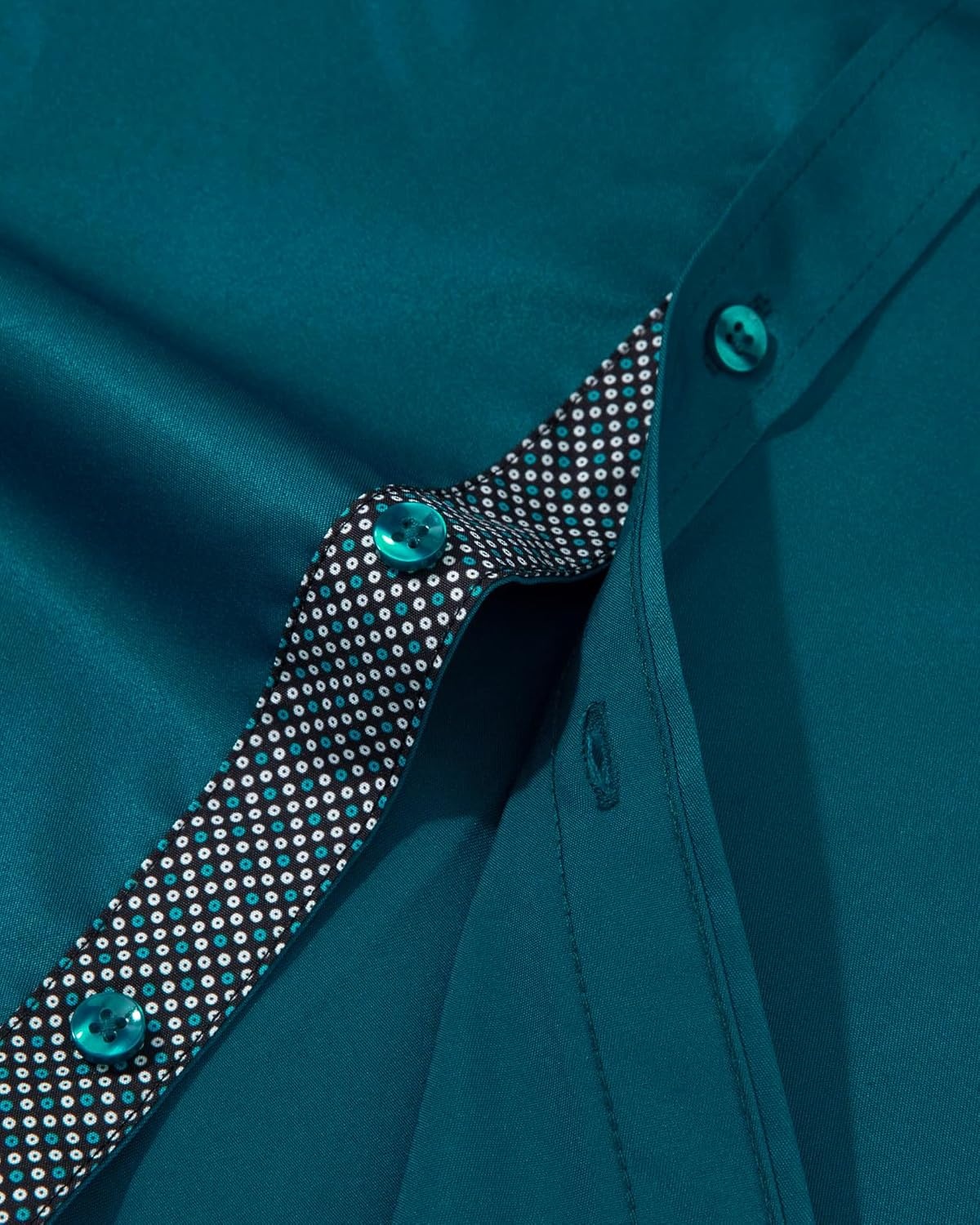 image:imageMens Dress Shirt Long Sleeve Wrinkle Free Button Down Shirt Business CasualPeacock