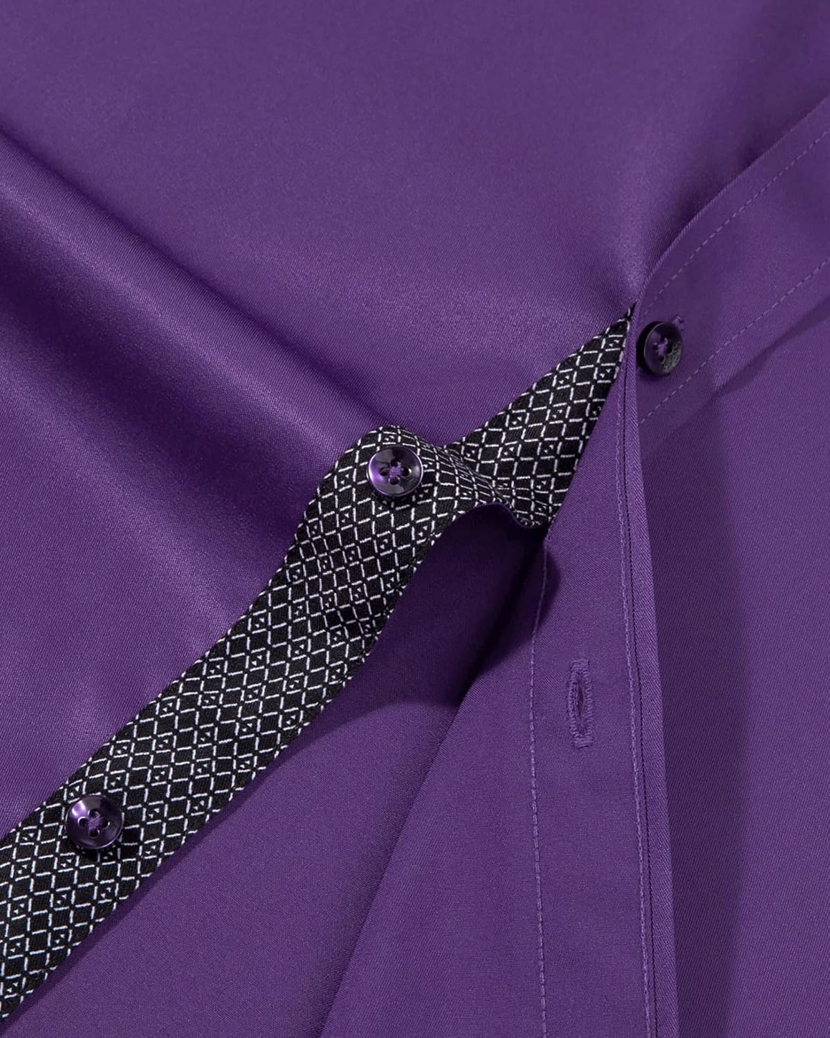 image:imageMens Dress Shirt Long Sleeve Wrinkle Free Button Down Shirt Business CasualPurple