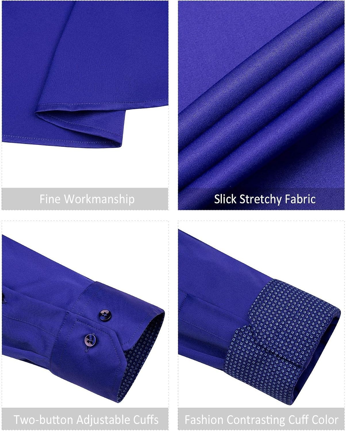 image:imageMens Dress Shirt Long Sleeve Wrinkle Free Button Down Shirt Business CasualRoyal Blue