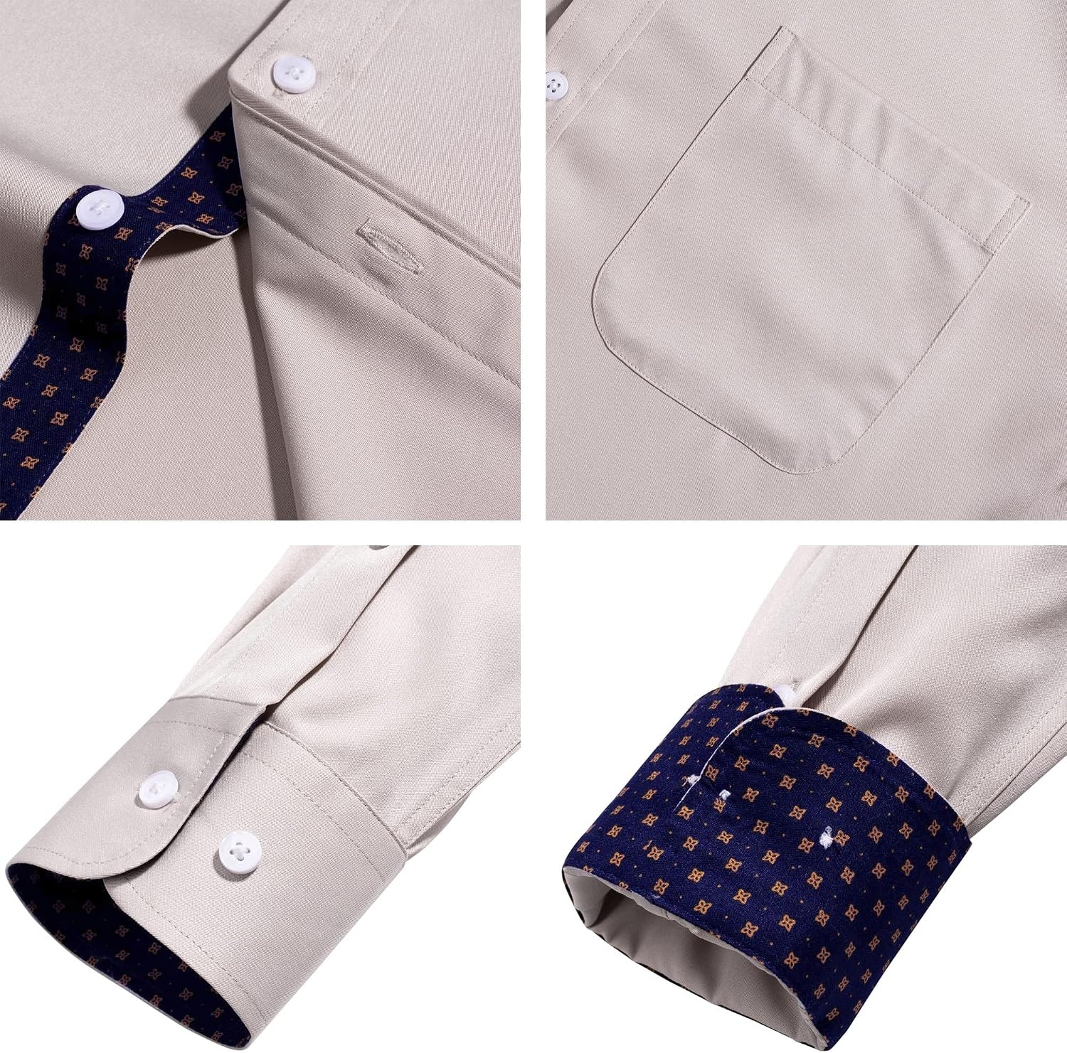 image:imageMens Dress Shirt Long Sleeve Wrinkle Free Button Down Shirt Business CasualTan