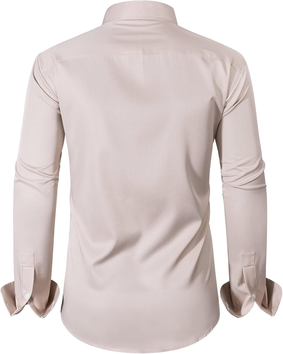 image:imageMens Dress Shirt Long Sleeve Wrinkle Free Button Down Shirt Business CasualTan
