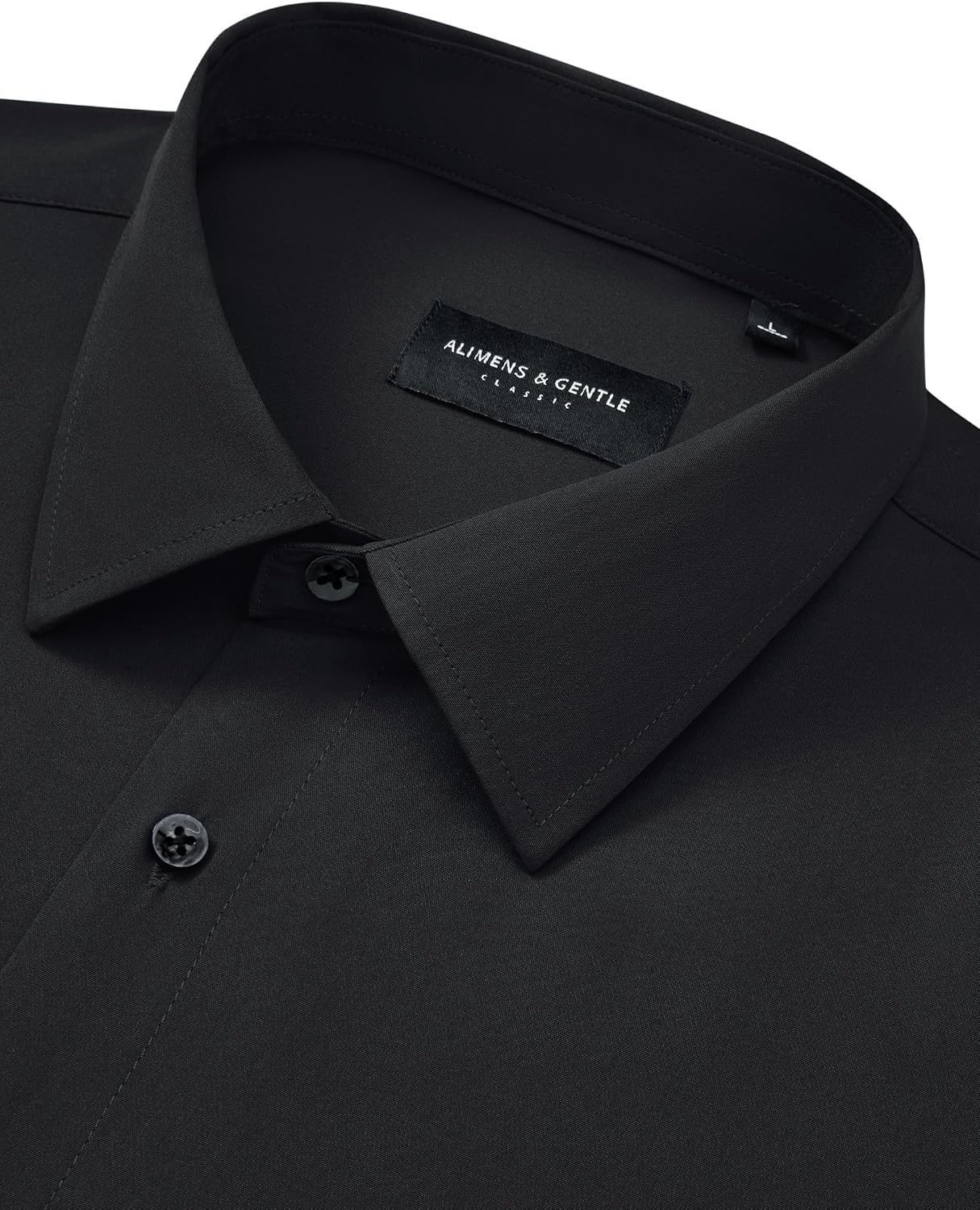 image:imageMens Dress Shirts Long Sleeve Wrinkle Free Business Button Up Shirts Non Iron Stretch Spread Collar Regular Fit for Business Casual Wedding Office Workwear Dinners Funeral Formal OccasionBlack