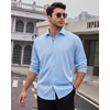 Mens Dress Shirt Long Sleeve Wrinkle Free Button Down Shirt Business Casual | No Iron, Contrast Color Collar Cuffs, Formal Casual, Versatile, Graduation Office Party, Regular Fit, Breathable, No Fading(Blue)