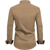 Mens Dress Shirt Long Sleeve Wrinkle Free Button Down Shirt Business Casual | No Iron, Contrast Color Collar Cuffs, Formal Casual, Versatile, Graduation Office Party, Regular Fit, Breathable, No Fading(Camel)