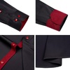 Mens Dress Shirt Long Sleeve Wrinkle Free Button Down Shirt Business Casual | No Iron, Contrast Color Collar Cuffs, Formal Casual, Versatile, Graduation Office Party, Regular Fit, Breathable, No Fading(Black Red)