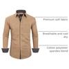 Mens Dress Shirt Long Sleeve Wrinkle Free Button Down Shirt Business Casual | No Iron, Contrast Color Collar Cuffs, Formal Casual, Versatile, Graduation Office Party, Regular Fit, Breathable, No Fading(Camel)