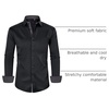 Mens Dress Shirt Long Sleeve Wrinkle Free Button Down Shirt Business Casual(Black)