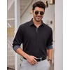 Mens Dress Shirt Long Sleeve Wrinkle Free Button Down Shirt Business Casual(Black)