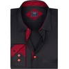 Mens Dress Shirt Long Sleeve Wrinkle Free Button Down Shirt Business Casual(Black Red)