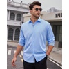 Mens Dress Shirt Long Sleeve Wrinkle Free Button Down Shirt Business Casual(Blue)