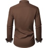 Mens Dress Shirt Long Sleeve Wrinkle Free Button Down Shirt Business Casual(Brown)